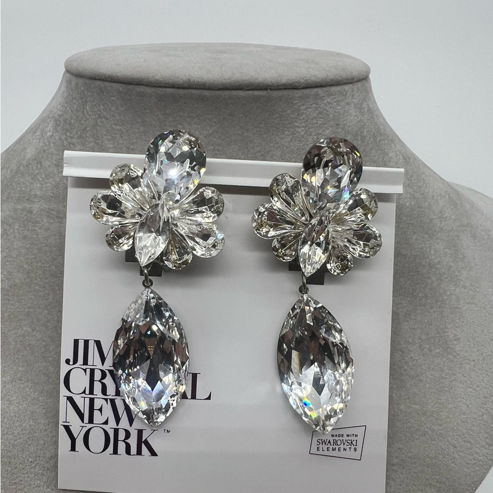 Glamorous Jimmy Crystal New York Rhinestone Earrings